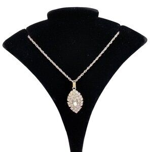 Celebrity Womens Silver Tone Rhinestone Pendant Necklace Sparkling Chain